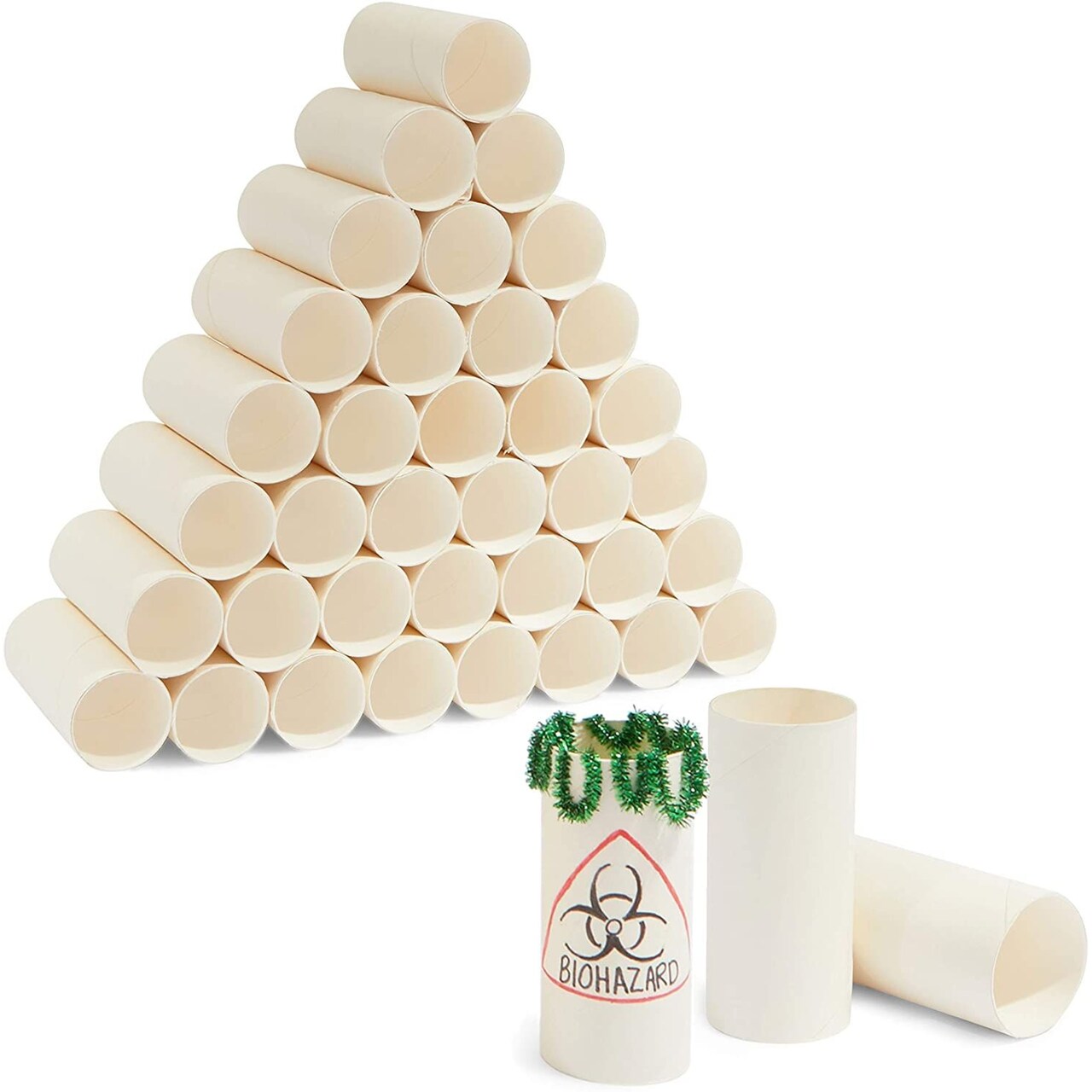White Cardboard Tubes for Crafts, DIY Craft Paper Roll (1.6 x 3.9 in, 36 Pack)